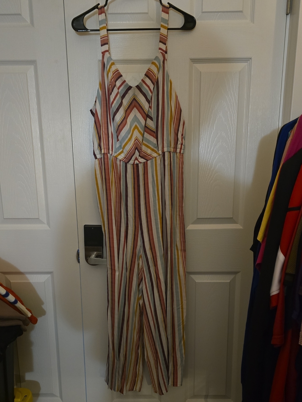 Lane Bryant Striped V-Neck Wide Leg Jumpsuit in Multicolor